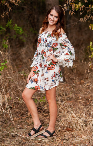 Le Fleur Off The Shoulder Floral Dress