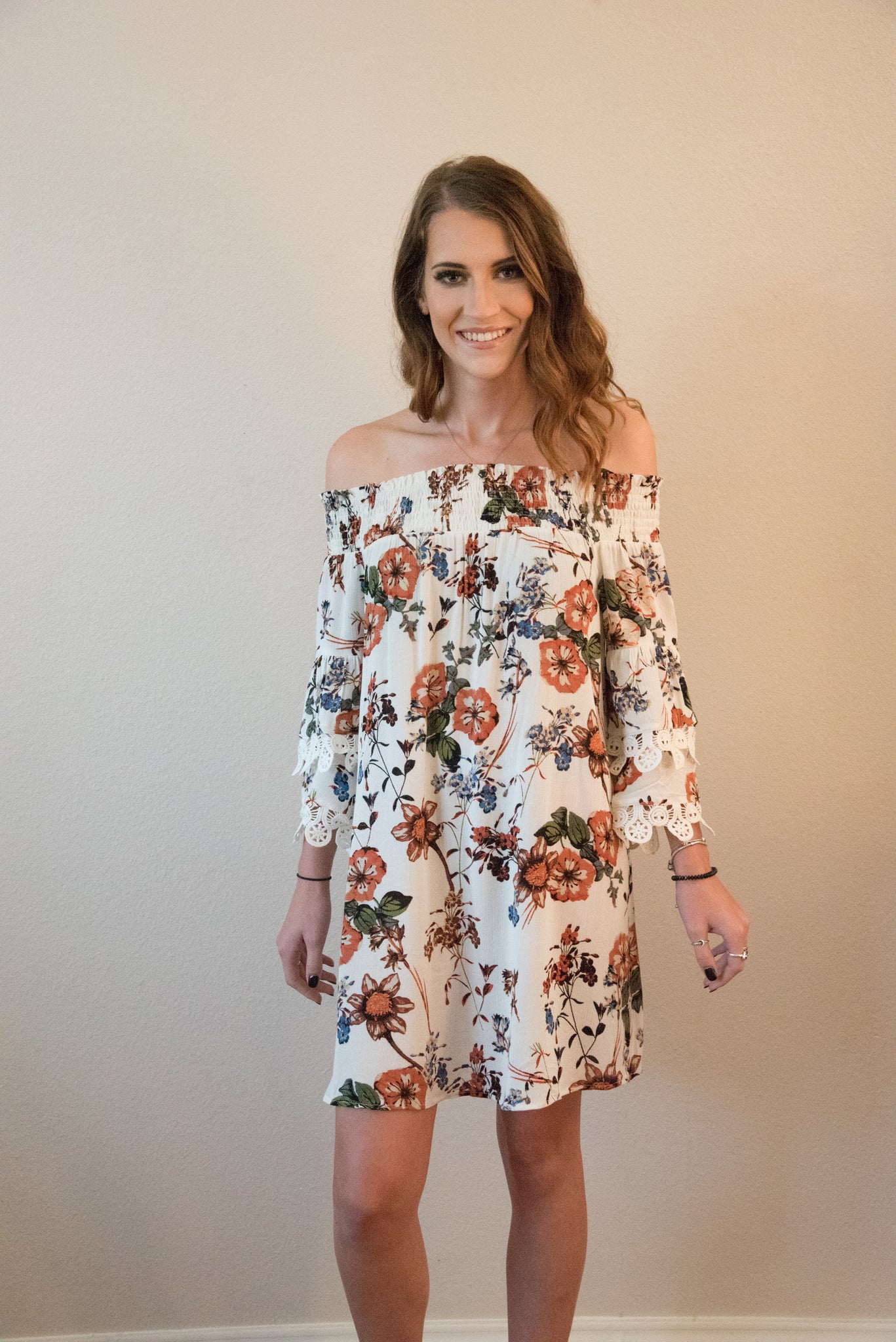 Le Fleur Off The Shoulder Floral Dress