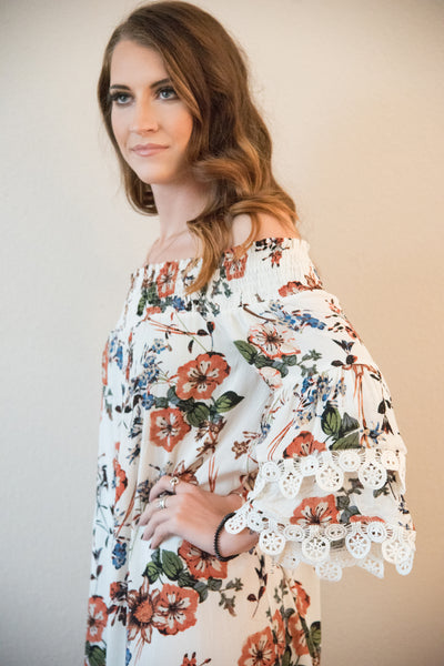 Le Fleur Off The Shoulder Floral Dress