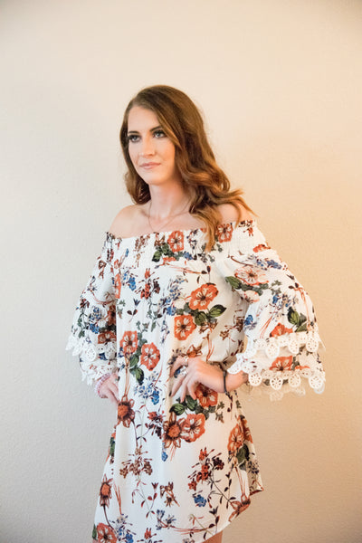 Le Fleur Off The Shoulder Floral Dress