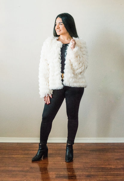 Fringe Benefits Faux Fur Layered Jacket