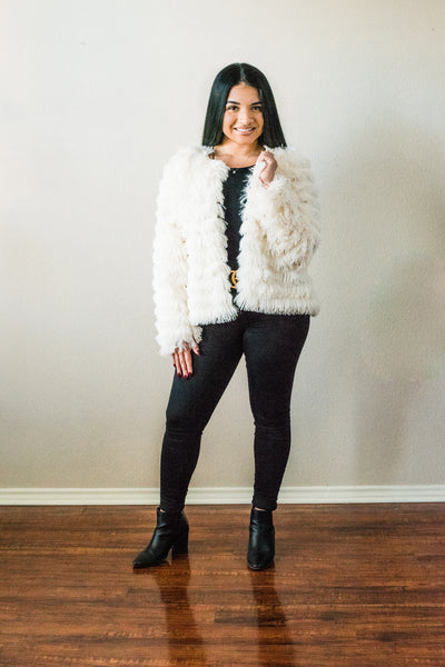 Fringe Benefits Faux Fur Layered Jacket