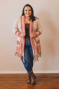 Isabelle Boho Patterned Long Cardigan