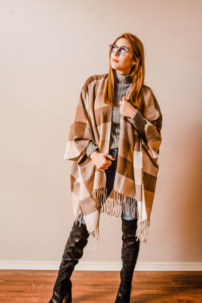 Isla Fringe Plaid Blanket Wrap