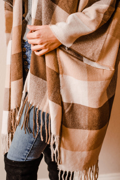 Isla Fringe Plaid Blanket Wrap