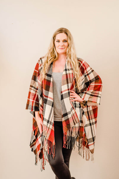 Isla Fringe Plaid Blanket Wrap