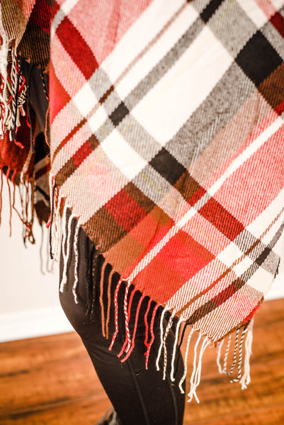 Isla Fringe Plaid Blanket Wrap