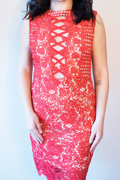 Margot Red Floral Lace Dress