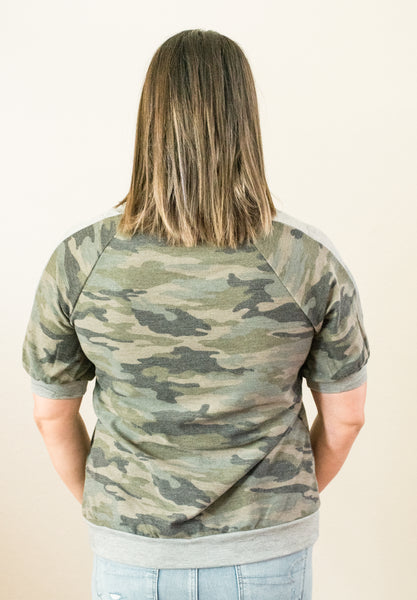 Marie Camo Short Sleeve Sweatshirt