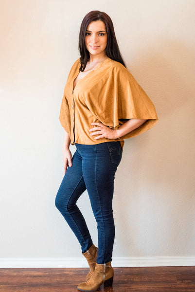 Marnie Camel Vegan Suede Blouse