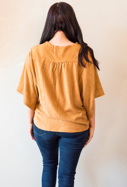 Marnie Camel Vegan Suede Blouse