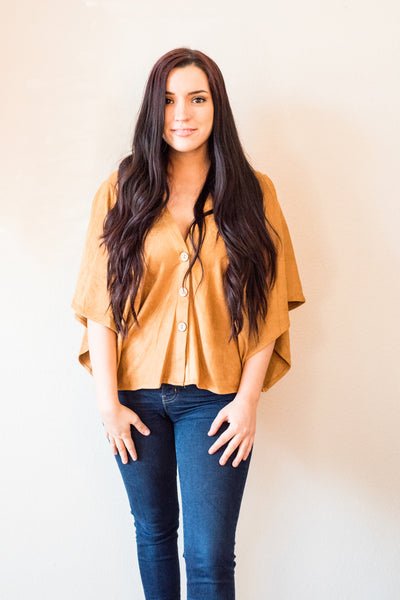 Marnie Camel Vegan Suede Blouse