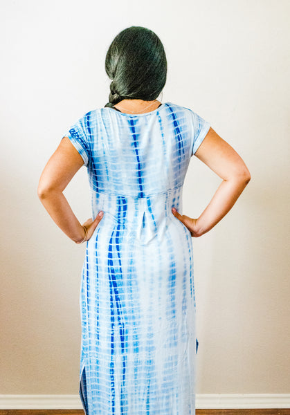 Skylar Light Blue Tie Dye Maxi Dress