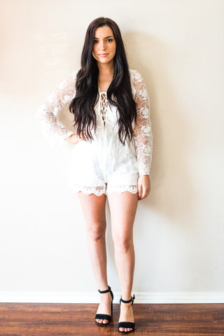 Lola White Lace Romper